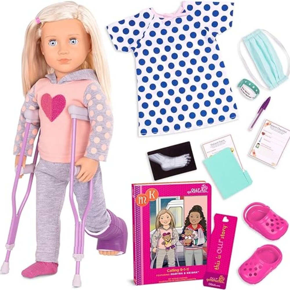 OUR GENERATION 18" MARTHA & CALLING 911 Doll w/accessories